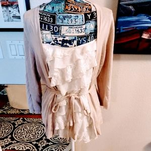 🧡Apt Sweater with Lace Detail and Tie Front